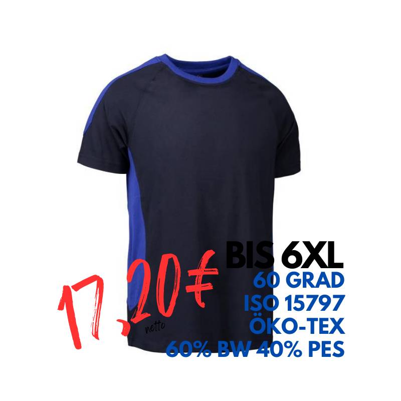 ARBEITS-T-SHIRT HERREN| PRO Wear Kontrast 302 von ID / Farbe: navy / 60% BAUMWOLLE 40% POLYESTER | MEIN-KASACK.de - KASACK - KASACKS