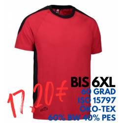 ARBEITS-T-SHIRT HERREN| PRO Wear Kontrast 302 von ID / Farbe: rot / 60% BAUMWOLLE 40% POLYESTER - | MEIN-KASACK.de | kas