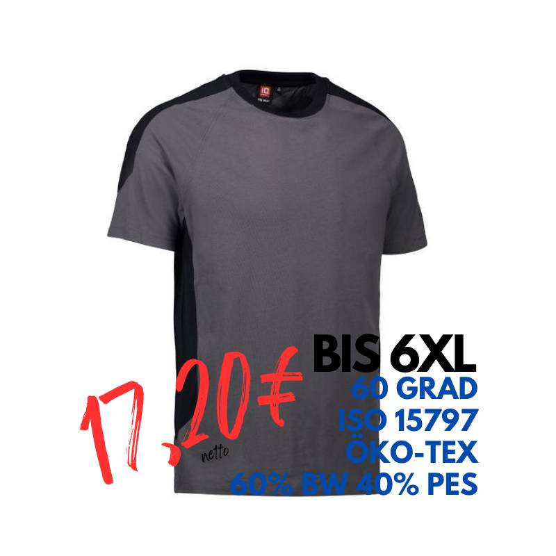 ARBEITS-T-SHIRT HERREN| PRO Wear Kontrast 302 von ID / Farbe: grau / 60% BAUMWOLLE 40% POLYESTER | MEIN-KASACK.de - KASACK - KASACKS