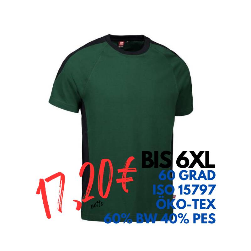 ARBEITS-T-SHIRT HERREN| PRO Wear Kontrast 302 von ID / Farbe: grün / 60% BAUMWOLLE 40% POLYESTER | MEIN-KASACK.de - KASACK - KASACKS