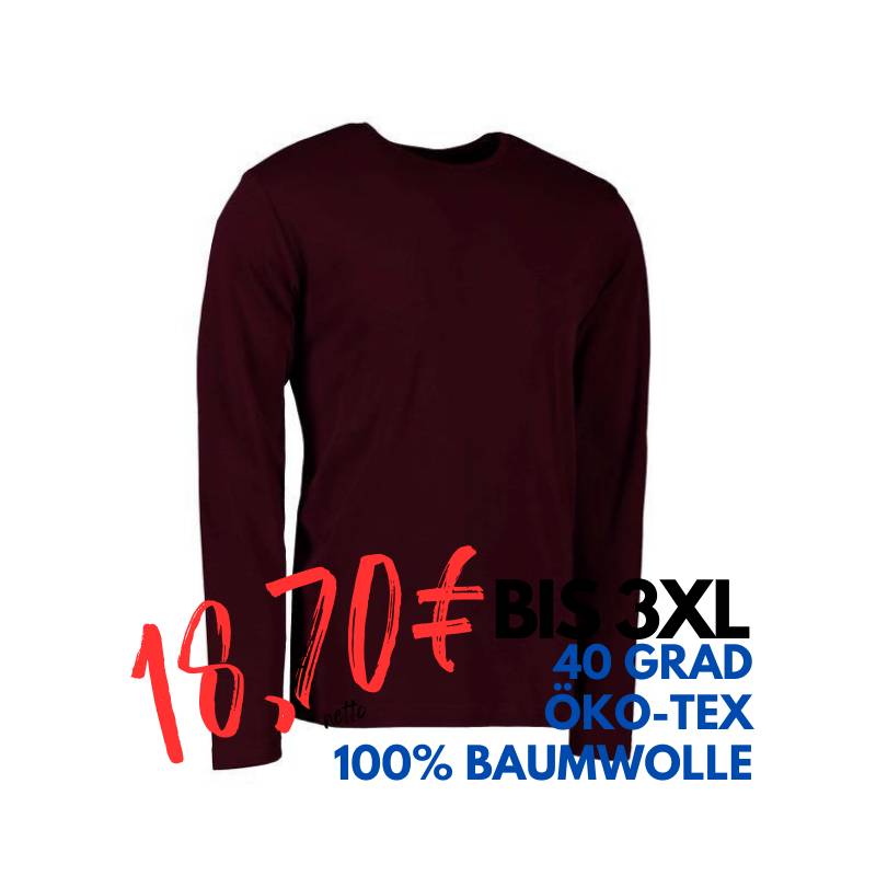 ARBEITS-T-SHIRT HERREN| Interlock 518 von ID / Farbe: bordeaux / 100% BAUMWOLLE | MEIN-KASACK.de - KASACK - KASACKS