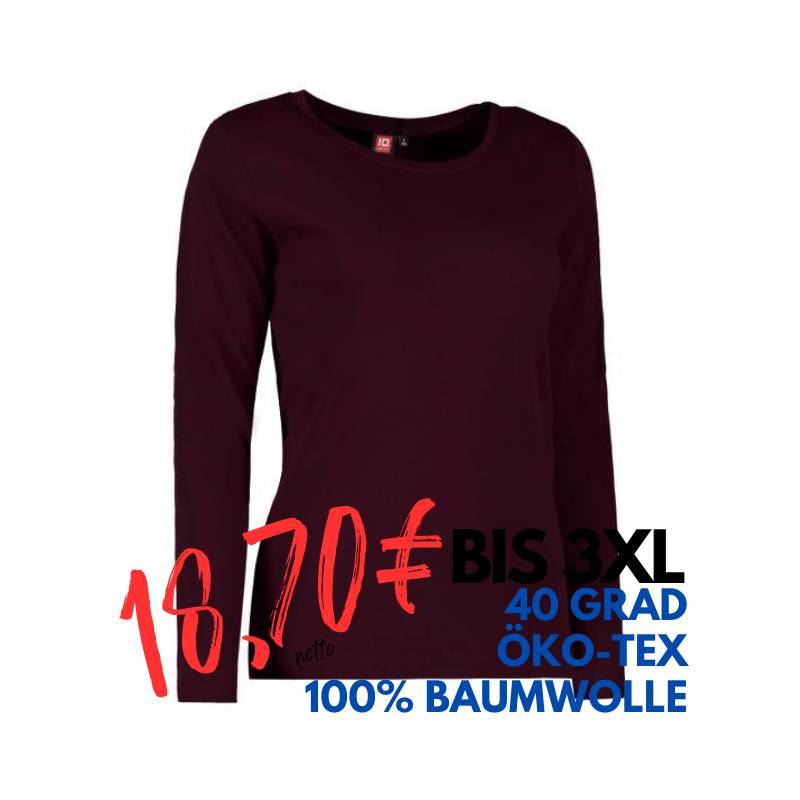 ARBEITS-T-SHIRT DAMEN | Interlock 509 von ID / Farbe: bordeaux / 100% BAUMWOLLE | MEIN-KASACK.de - KASACK - KASACKS