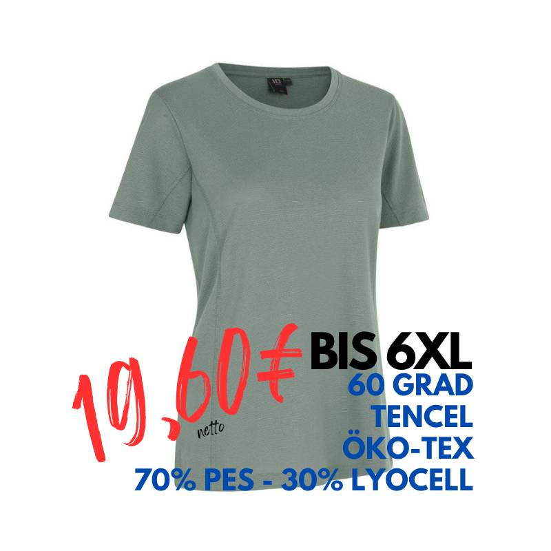 ARBEITS-T-SHIRT DAMEN | TENCEL 529 von ID / Farbe: Alt-grün / 70% Polyester (recycled) 30% Lyocell | MEIN-KASACK.de - KASACK - KASACKS