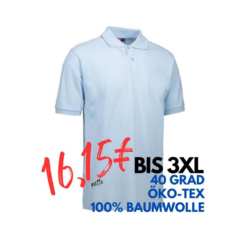 ARBEITS-POLO-SHIRT HERREN | YES 2020 von ID / Farbe: hellblau / 100% BAUMWOLLE | MEIN-KASACK.de - KASACK - KASACKS