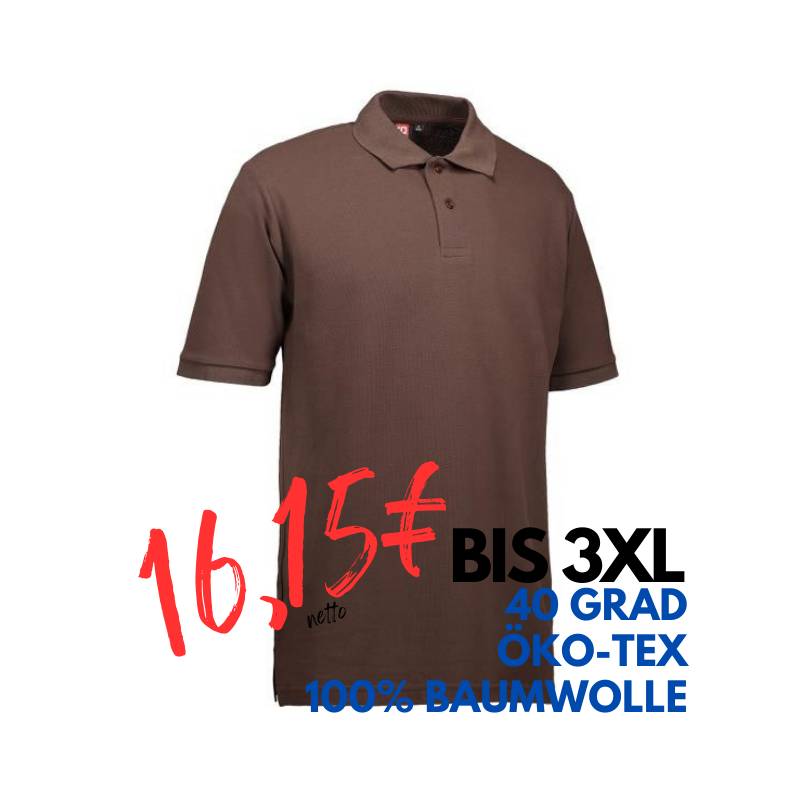 ARBEITS-POLO-SHIRT HERREN | YES 2020 von ID / Farbe: braun / 100% BAUMWOLLE | MEIN-KASACK.de - KASACK - KASACKS