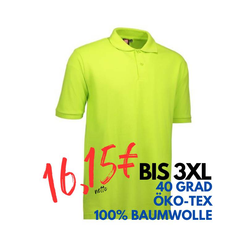 ARBEITS-POLO-SHIRT HERREN | YES 2020 von ID / Farbe: lime / 100% BAUMWOLLE | MEIN-KASACK.de - KASACK - KASACKS