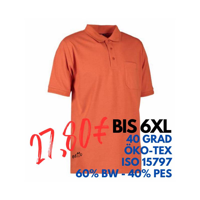 ARBEITS-POLO-SHIRT HERREN | PRO Wear 320 von ID / Farbe: coral / 50% BAUMWOLLE 50% POLYESTER | MEIN-KASACK.de - KASACK - KASACKS