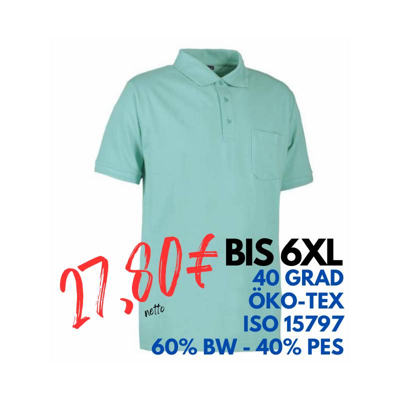 ARBEITS-POLO-SHIRT HERREN | PRO Wear 320 von ID / Farbe: stovet aqua / 50% BAUMWOLLE 50% POLYESTER | MEIN-KASACK.de - KASACK - KASACKS