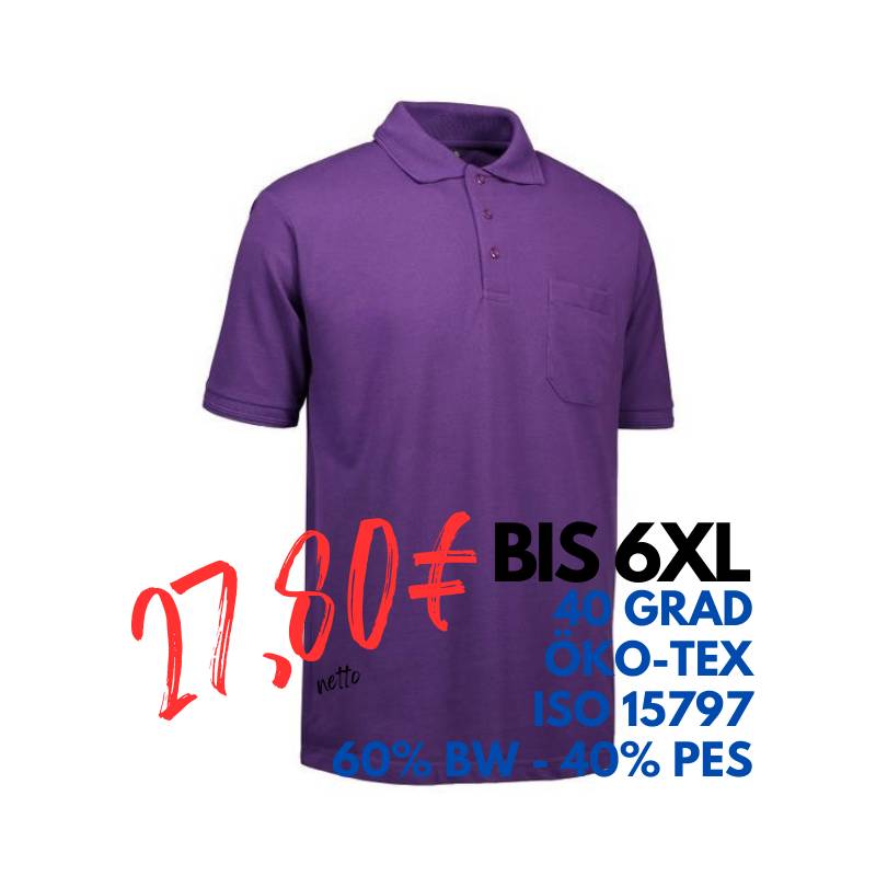 ARBEITS-POLO-SHIRT HERREN | PRO Wear 320 von ID / Farbe: lila / 50% BAUMWOLLE 50% POLYESTER | MEIN-KASACK.de - KASACK - KASACKS