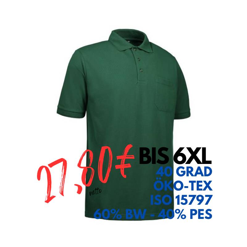 ARBEITS-POLO-SHIRT HERREN | PRO Wear 320 von ID / Farbe: grün / 50% BAUMWOLLE 50% POLYESTER | MEIN-KASACK.de - KASACK - KASACKS