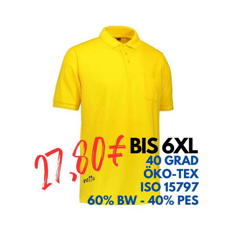 ARBEITS-POLO-SHIRT HERREN | PRO Wear 320 von ID / Farbe: gelb / 50% BAUMWOLLE 50% POLYESTER | MEIN-KASACK.de - KASACK - KASACKS