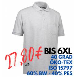 ARBEITS-POLO-SHIRT HERREN | PRO Wear 320 von ID / Farbe: hellgrau / 50% BAUMWOLLE 50% POLYESTER - | MEIN-KASACK.de | kas