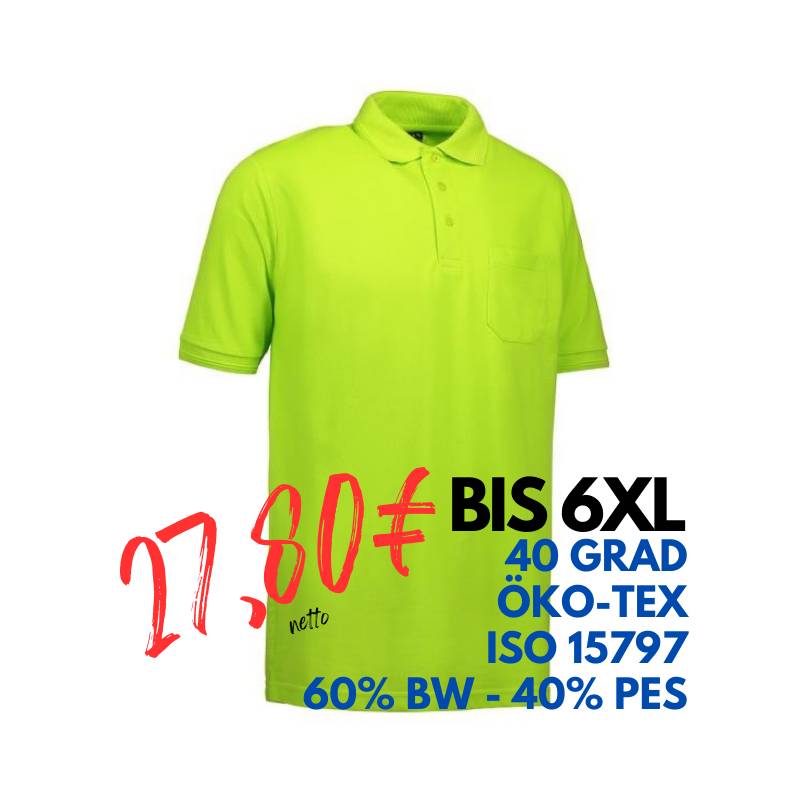 ARBEITS-POLO-SHIRT HERREN | PRO Wear 320 von ID / Farbe: lime / 50% BAUMWOLLE 50% POLYESTER | MEIN-KASACK.de - KASACK - KASACKS