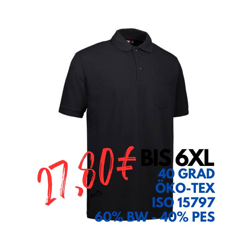 ARBEITS-POLO-SHIRT HERREN | PRO Wear 320 von ID / Farbe: schwarz / 50% BAUMWOLLE 50% POLYESTER | MEIN-KASACK.de - KASACK - KASACKS