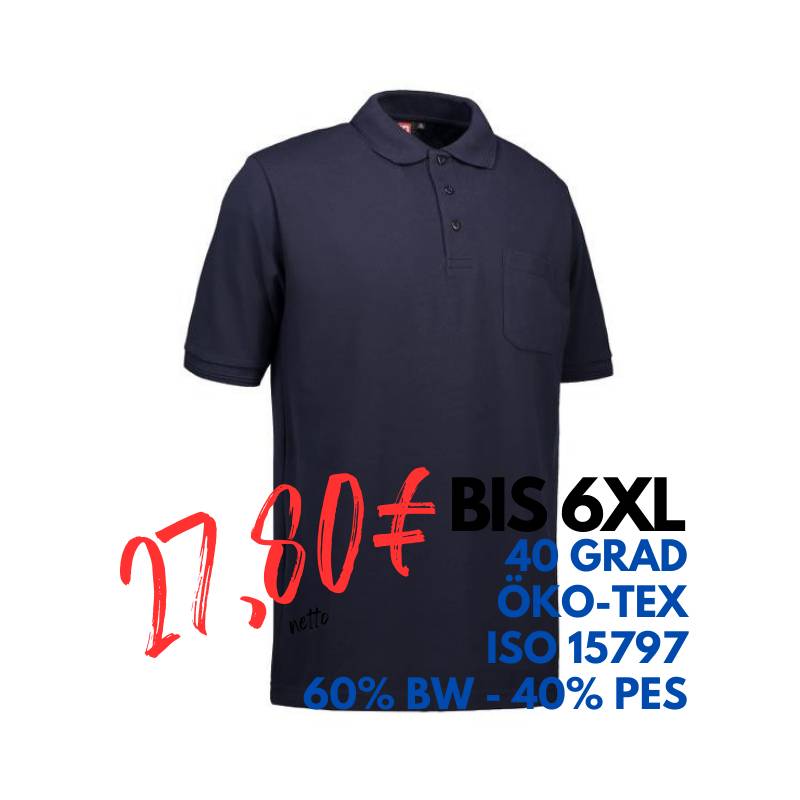 ARBEITS-POLO-SHIRT HERREN | PRO Wear 320 von ID / Farbe: navy / 50% BAUMWOLLE 50% POLYESTER | MEIN-KASACK.de - KASACK - KASACKS