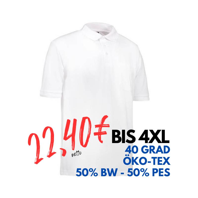 ARBEITS-POLO-SHIRT HERREN | 520 von ID / Farbe: weiß / 50% BAUMWOLLE 50% POLYESTER | MEIN-KASACK.de - KASACK - KASACKS