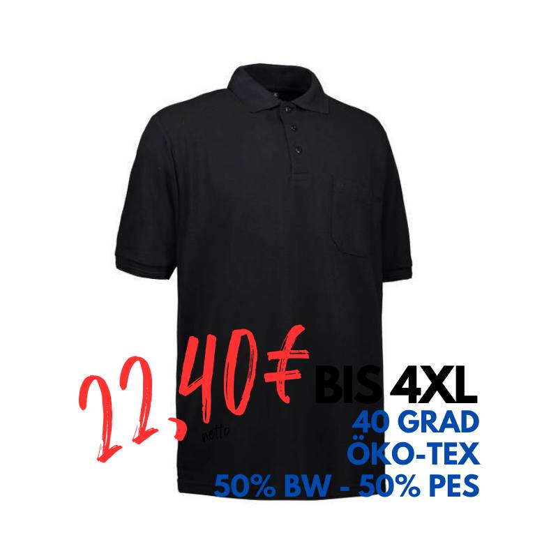 ARBEITS-POLO-SHIRT HERREN | 520 von ID / Farbe: schwarz / 50% BAUMWOLLE 50% POLYESTER | MEIN-KASACK.de - KASACK - KASACKS