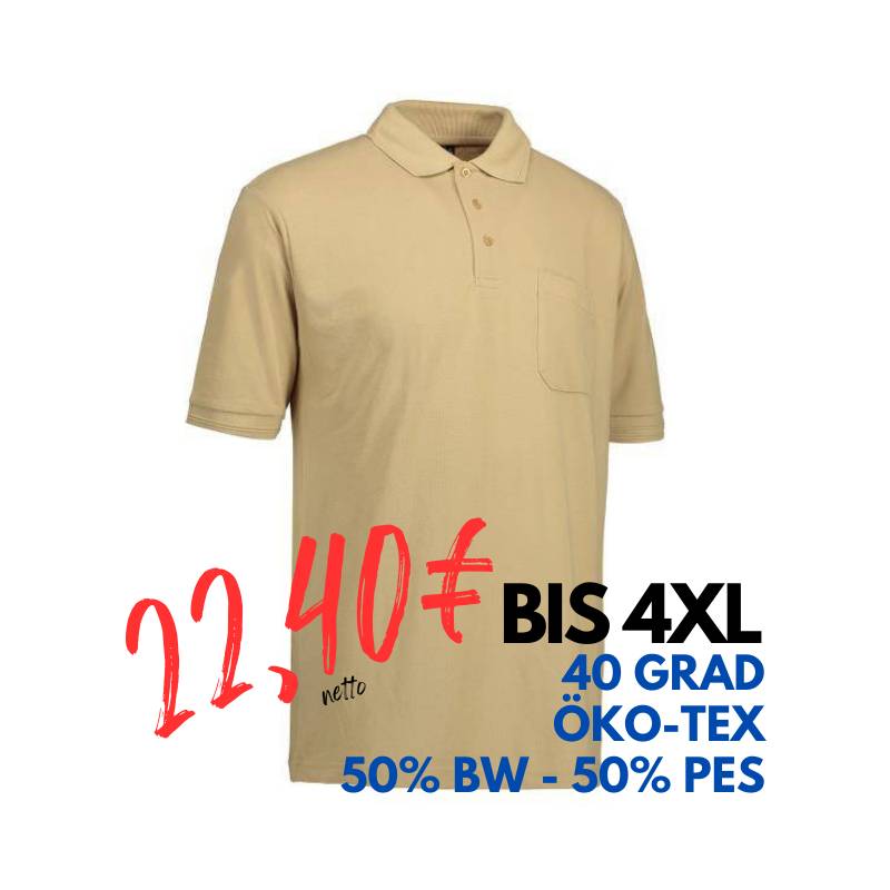 ARBEITS-POLO-SHIRT HERREN | 520 von ID / Farbe: sand / 50% BAUMWOLLE 50% POLYESTER | MEIN-KASACK.de - KASACK - KASACKS