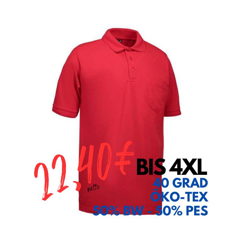 ARBEITS-POLO-SHIRT HERREN | 520 von ID / Farbe: rot / 50% BAUMWOLLE 50% POLYESTER | MEIN-KASACK.de - KASACK - KASACKS