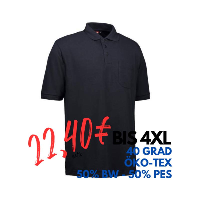 ARBEITS-POLO-SHIRT HERREN | 520 von ID / Farbe: navy / 50% BAUMWOLLE 50% POLYESTER | MEIN-KASACK.de - KASACK - KASACKS