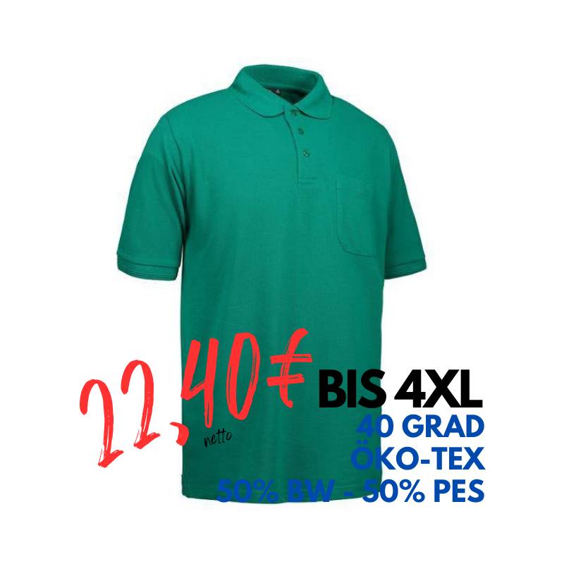 ARBEITS-POLO-SHIRT HERREN | 520 von ID / Farbe: grün / 50% BAUMWOLLE 50% POLYESTER | MEIN-KASACK.de - KASACK - KASACKS