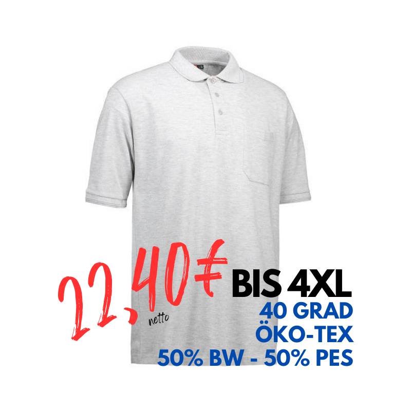 ARBEITS-POLO-SHIRT HERREN | 520 von ID / Farbe: grau / 50% BAUMWOLLE 50% POLYESTER | MEIN-KASACK.de - KASACK - KASACKS