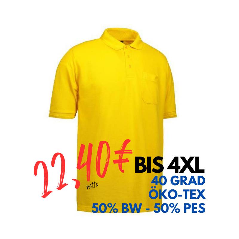 ARBEITS-POLO-SHIRT HERREN | 520 von ID / Farbe: gelb / 50% BAUMWOLLE 50% POLYESTER | MEIN-KASACK.de - KASACK - KASACKS