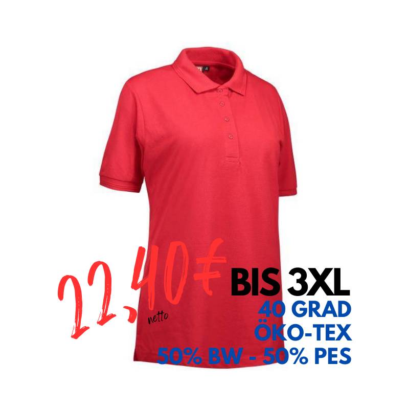 ARBEITS-POLO-SHIRT DAMEN| 521 von ID / Farbe: rot / 50% BAUMWOLLE 50% POLYESTER | MEIN-KASACK.de - KASACK - KASACKS