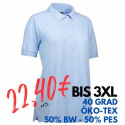 ARBEITS-POLO-SHIRT DAMEN| 521 von ID / Farbe: hellblau / 50% BAUMWOLLE 50% POLYESTER - | MEIN-KASACK.de | kasack | kasac