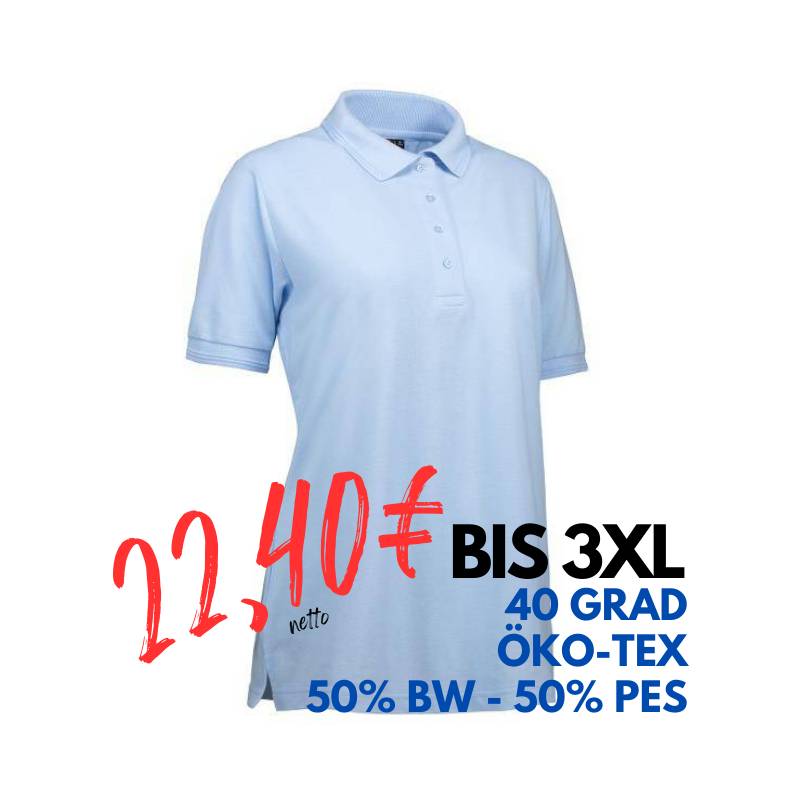 ARBEITS-POLO-SHIRT DAMEN| 521 von ID / Farbe: hellblau / 50% BAUMWOLLE 50% POLYESTER | MEIN-KASACK.de - KASACK - KASACKS