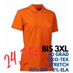 ARBEITS-POLO-SHIRT DAMEN | STRETCH 527 von ID / Farbe: orange  / 95% BAUMWOLLE 5% ELASTHAN - | MEIN-KASACK.de | kasack |