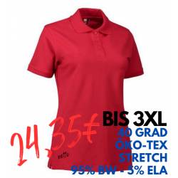 ARBEITS-POLO-SHIRT DAMEN | STRETCH 527 von ID / Farbe: rot / 95% BAUMWOLLE 5% ELASTHAN - | MEIN-KASACK.de | kasack | kas