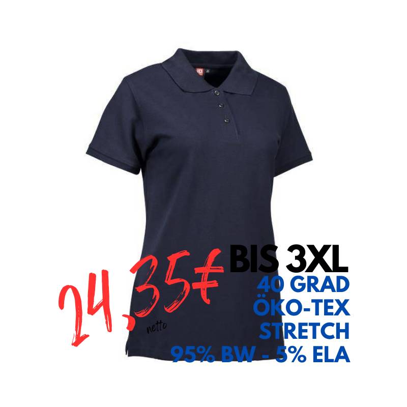 ARBEITS-POLO-SHIRT DAMEN | STRETCH 527 von ID / Farbe: navy / 95% BAUMWOLLE 5% ELASTHAN | MEIN-KASACK.de - KASACK - KASACKS