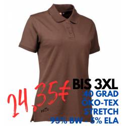 ARBEITS-POLO-SHIRT DAMEN | STRETCH 527 von ID / Farbe: mokka / 95% BAUMWOLLE 5% ELASTHAN - | MEIN-KASACK.de | kasack | k