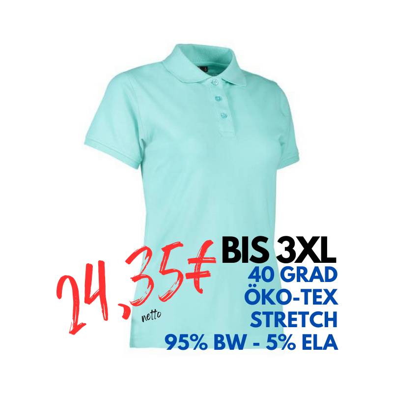 ARBEITS-POLO-SHIRT DAMEN | STRETCH 527 von ID / Farbe: mint / 95% BAUMWOLLE 5% ELASTHAN | MEIN-KASACK.de - KASACK - KASACKS