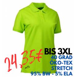 ARBEITS-POLO-SHIRT DAMEN | STRETCH 527 von ID / Farbe: lime / 95% BAUMWOLLE 5% ELASTHAN - | MEIN-KASACK.de | kasack | ka