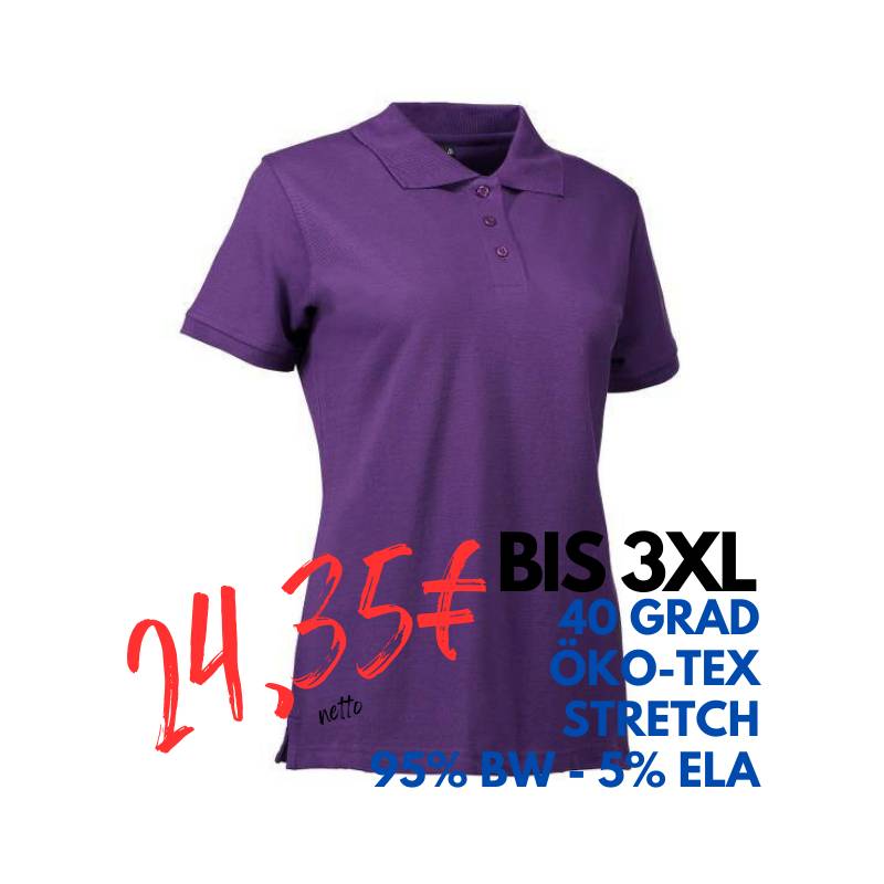 ARBEITS-POLO-SHIRT DAMEN | STRETCH 527 von ID / Farbe: lila / 95% BAUMWOLLE 5% ELASTHAN | MEIN-KASACK.de - KASACK - KASACKS