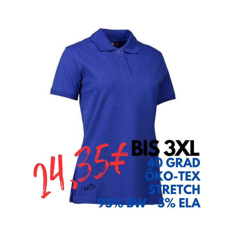 ARBEITS-POLO-SHIRT DAMEN | STRETCH 527 von ID / Farbe: königsblau / 95% BAUMWOLLE 5% ELASTHAN | MEIN-KASACK.de - KASACK - KASACKS