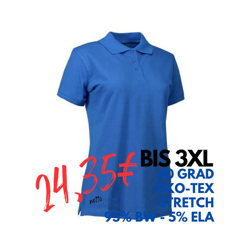 ARBEITS-POLO-SHIRT DAMEN | STRETCH 527 von ID / Farbe: azur / 95% BAUMWOLLE 5% ELASTHAN | MEIN-KASACK.de - KASACK - KASACKS