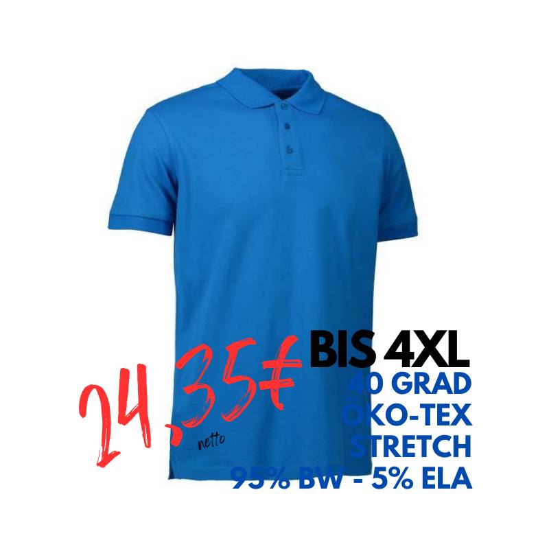 ARBEITS-POLO-SHIRT HERREN | STRETCH 525 von ID / Farbe: türkis / 95% BAUMWOLLE 5% ELASTHAN | MEIN-KASACK.de - KASACK - KASACKS