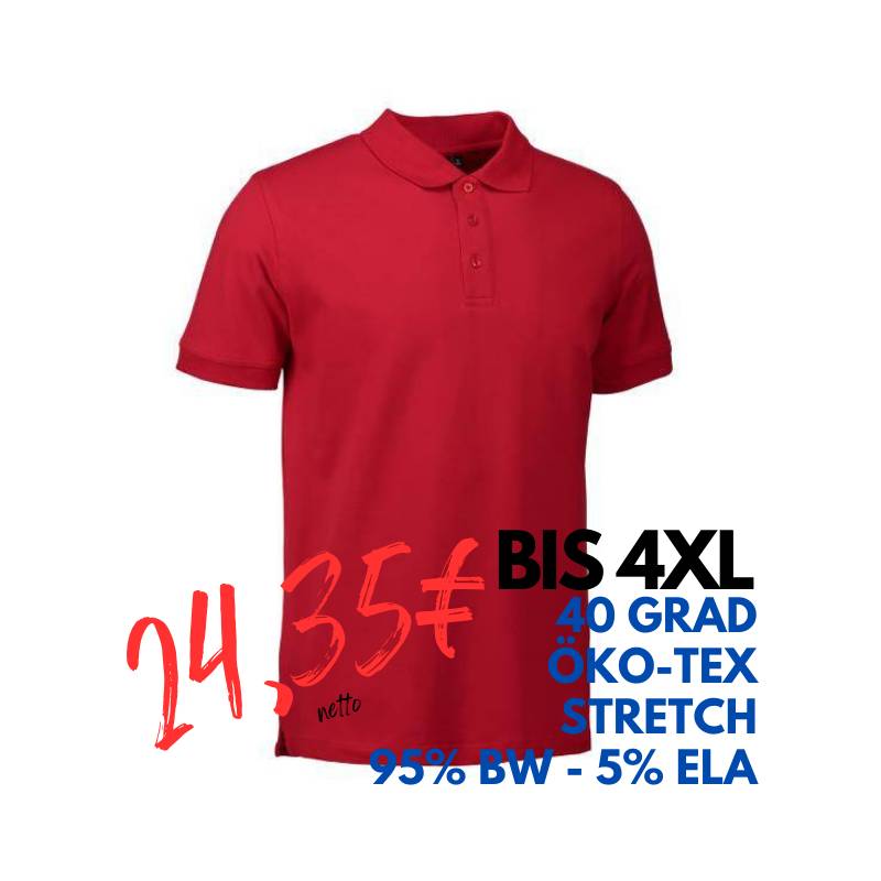 ARBEITS-POLO-SHIRT HERREN | STRETCH 525 von ID / Farbe: rot / 95% BAUMWOLLE 5% ELASTHAN | MEIN-KASACK.de - KASACK - KASACKS