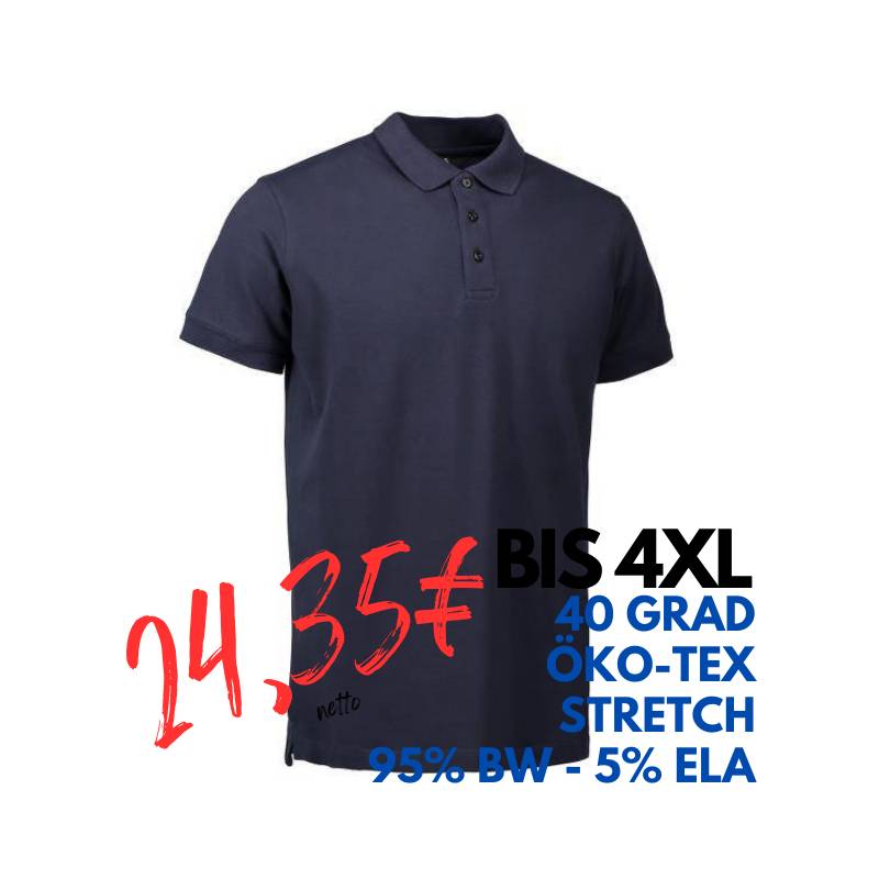 ARBEITS-POLO-SHIRT HERREN | STRETCH 525 von ID / Farbe: navy / 95% BAUMWOLLE 5% ELASTHAN | MEIN-KASACK.de - KASACK - KASACKS