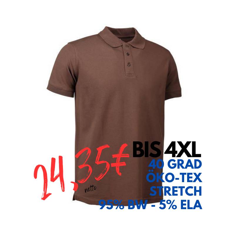 ARBEITS-POLO-SHIRT HERREN | STRETCH 525 von ID / Farbe: mokka / 95% BAUMWOLLE 5% ELASTHAN | MEIN-KASACK.de - KASACK - KASACKS