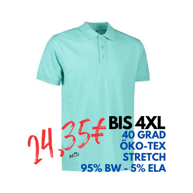 ARBEITS-POLO-SHIRT HERREN | STRETCH 525 von ID / Farbe: mint / 95% BAUMWOLLE 5% ELASTHAN | MEIN-KASACK.de - KASACK - KASACKS