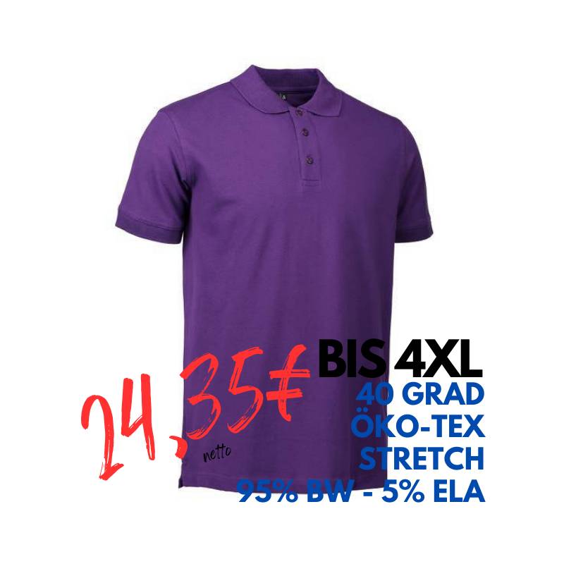 ARBEITS-POLO-SHIRT HERREN | STRETCH 525 von ID / Farbe: lila / 95% BAUMWOLLE 5% ELASTHAN | MEIN-KASACK.de - KASACK - KASACKS