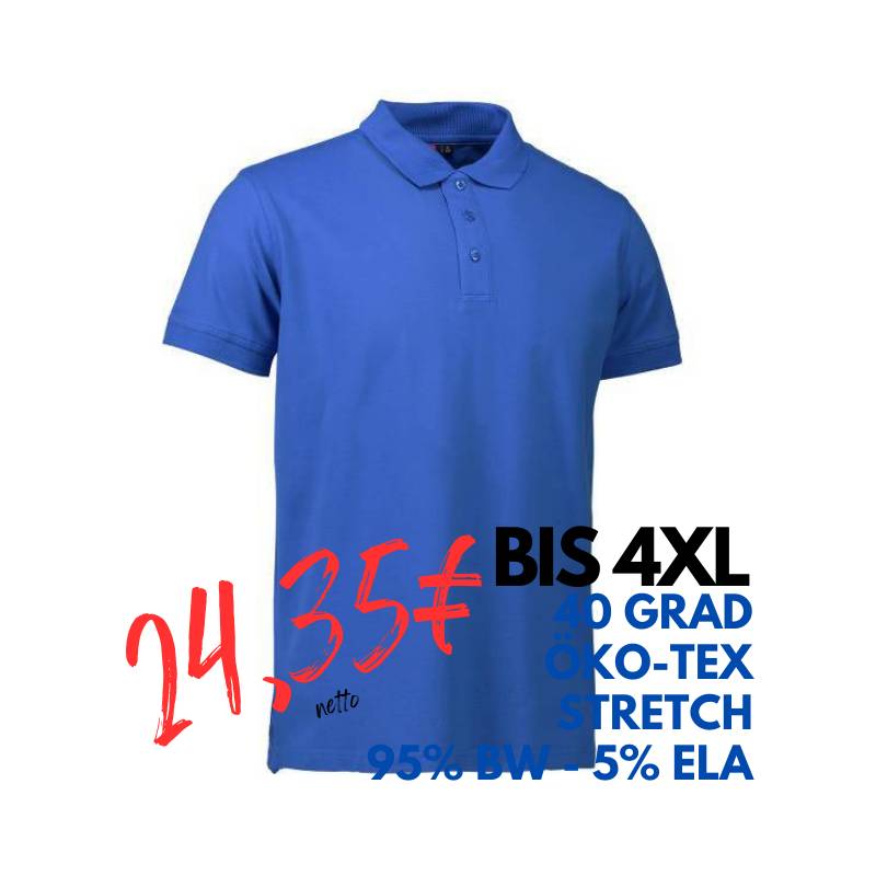 ARBEITS-POLO-SHIRT HERREN | STRETCH 525 von ID / Farbe: königsblau / 95% BAUMWOLLE 5% ELASTHAN | MEIN-KASACK.de - KASACK - KASACKS