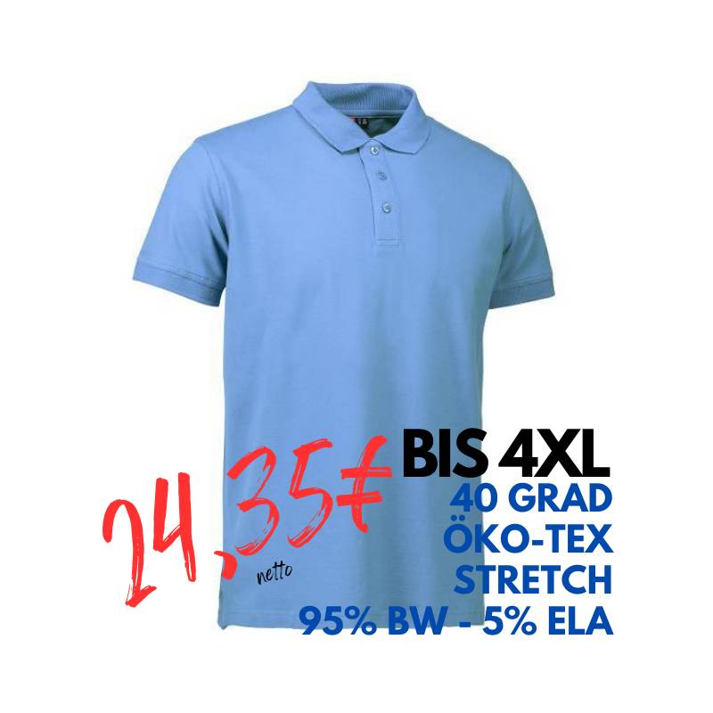 ARBEITS-POLO-SHIRT HERREN | STRETCH 525 von ID / Farbe: hellblau / 95% BAUMWOLLE 5% ELASTHAN | MEIN-KASACK.de - KASACK - KASACKS