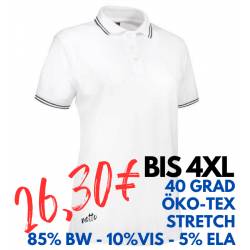 ARBEITS-POLO-SHIRT DAMEN | Stretch Kontrast 523 von ID / Farbe: weiß / 85% BAUMWOLLE 10% VISKOSE 5% ELASTHAN - | MEIN-KA