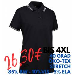 ARBEITS-POLO-SHIRT DAMEN | Stretch Kontrast 523 von ID / Farbe: schwarz / 85% BAUMWOLLE 10% VISKOSE 5% ELASTHAN - | MEIN