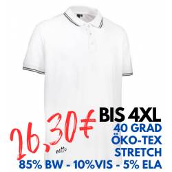 ARBEITS-POLO-SHIRT HERREN | Stretch Kontrast 522 von ID / Farbe: weiß / 85% BAUMWOLLE 10% VISKOSE 5% ELASTHAN - | MEIN-K